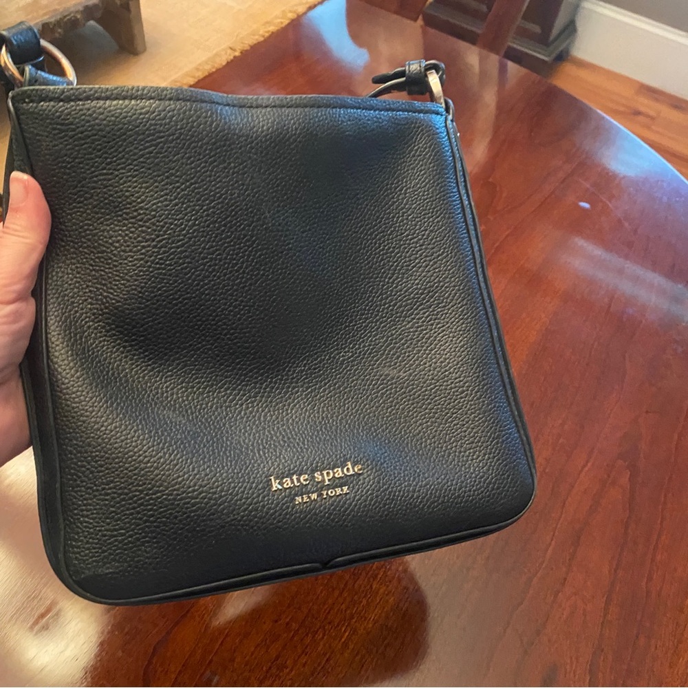 kate spade Black Pebbled Leather Messenger Crossbody